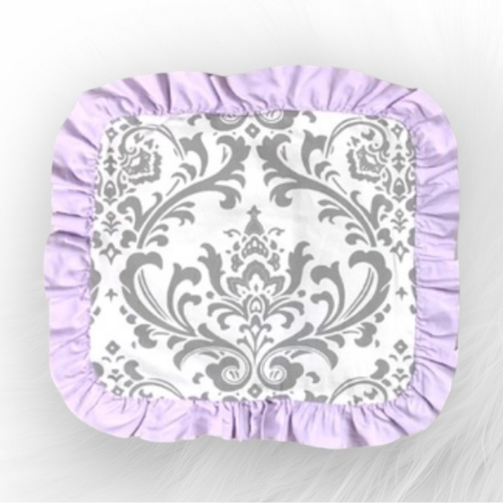 Carousel Designs Lilac and Gray Traditions Damask Decorative Pillow Square